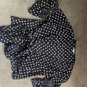 Max Studio Black Sheer Tie Front Open Blouse